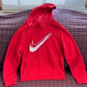 Nike Red Hoodie with White Swoosh